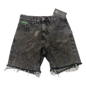 Empyre Grunge Bleach-Dye Skater Denim Shorts